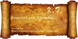 Kosztolicz Tivadar névjegykártya